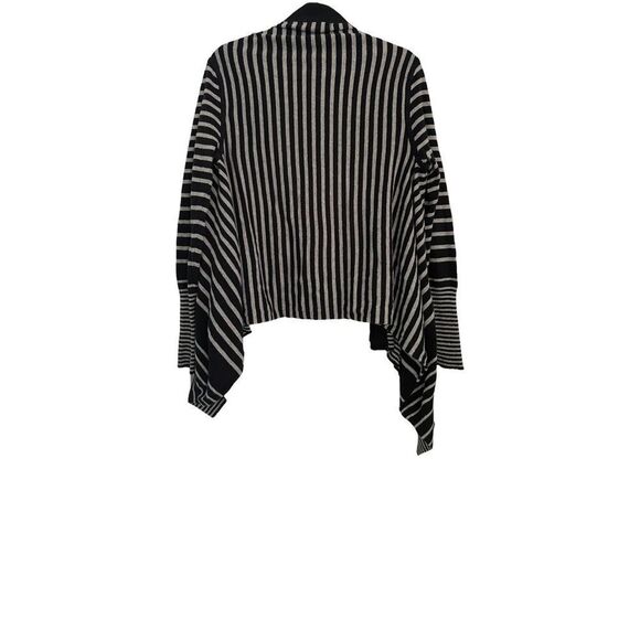 Sharagano Studio Open Front Draped  Waterfall Cardigan Sweater‎ Black Gray - Picture 3 of 4